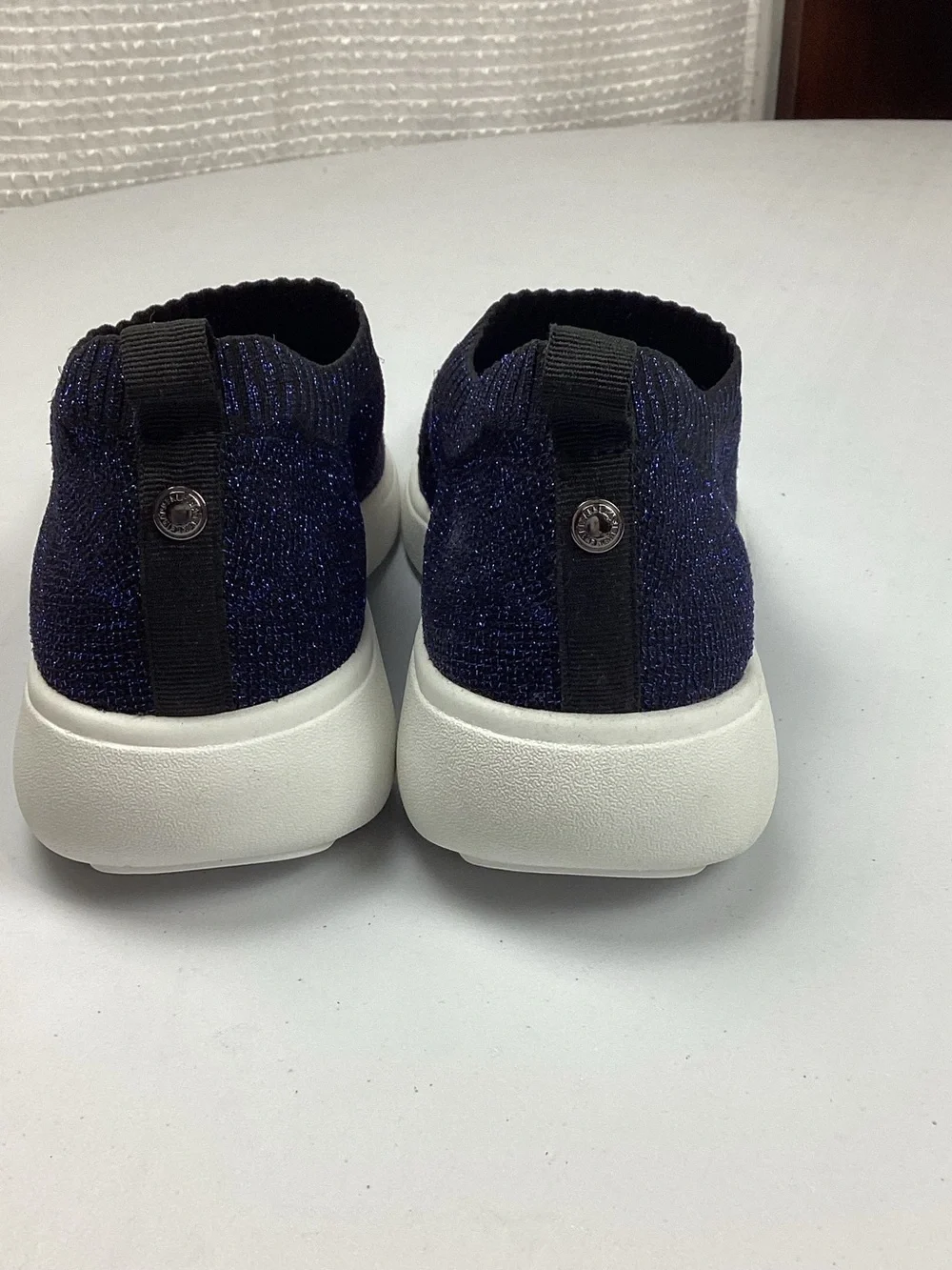 Anne Klein Blue Wiley Sparkle Sock Slip On Shoes Sneakers Size 10